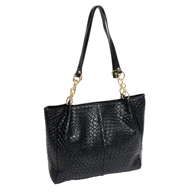 Sac à main simili effet croco 31x13xH27cm - 2 modèles marron ou noir