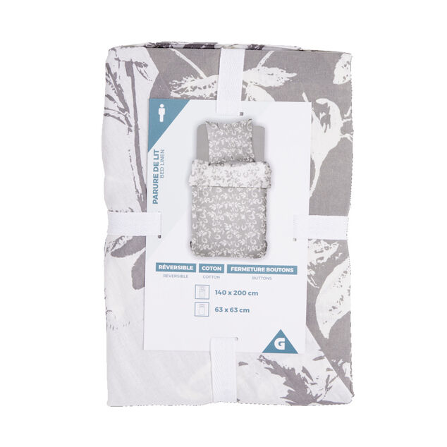 Parure de lit 1 personne 140x200cm coton motif végétal vert - 2 modèles