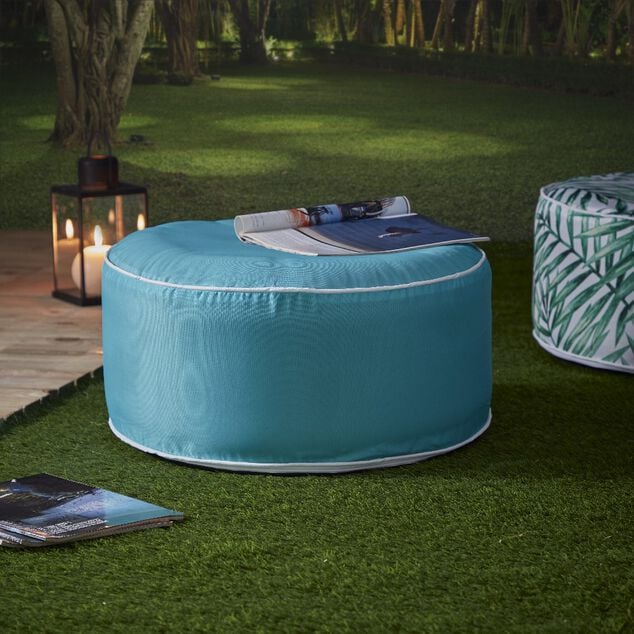 Pouf gonflable ext&eacute;rieur uni bleu lagon