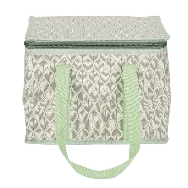 Sac &agrave; repas isotherme beige et vert L.28xl.18xH.21 cm