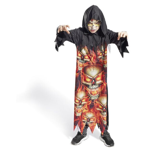 D&eacute;guisement enfant Halloween gardien tunique cr&acirc;ne flamme 11/14ans