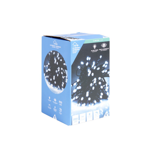 Guirlande lumineuse ext&eacute;rieur 200LED cluster blanc froid 4m