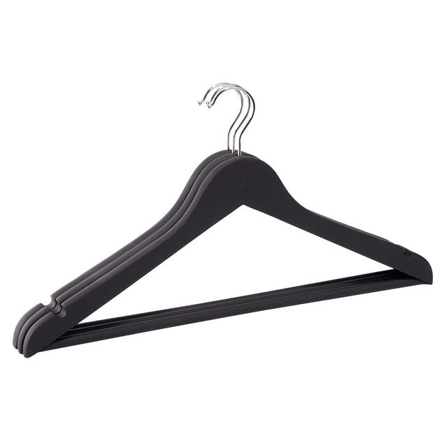 Cintre bois noir toucher doux x3 - L44,5xH23cm