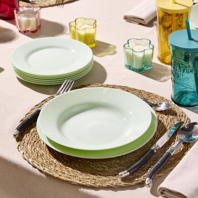 Service &agrave; vaisselle 18 pi&egrave;ces Luminarc Plumi Paradi verre vert p&acirc;le
