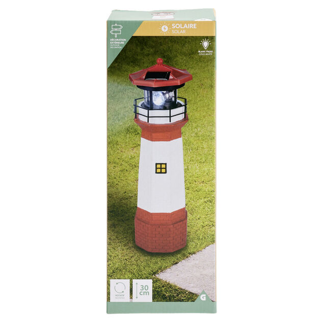 Phare solaire blanc et rouge 11LED H30cm