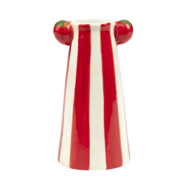 Soliflore c&eacute;ramique bayad&egrave;re rayures color&eacute;es poign&eacute;es fruit &Oslash;6,5x12cm (2 mod&egrave;les)