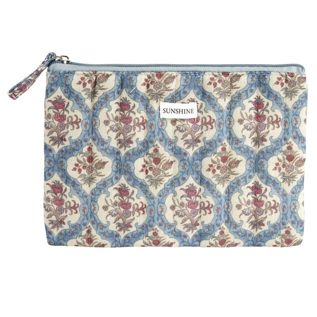 Pochette cosm&eacute;tique Indie plate polycoton matelass&eacute;e 23x16cm (2 mod&egrave;les)