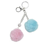 Porte cl&eacute; avec 2 pompons color&eacute;s - 2 mod&egrave;les