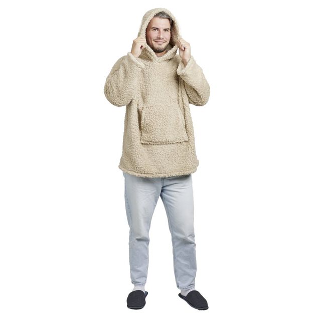 Pull plaid teddy adulte &agrave; capuche 70xH80cm (2 mod&egrave;les)