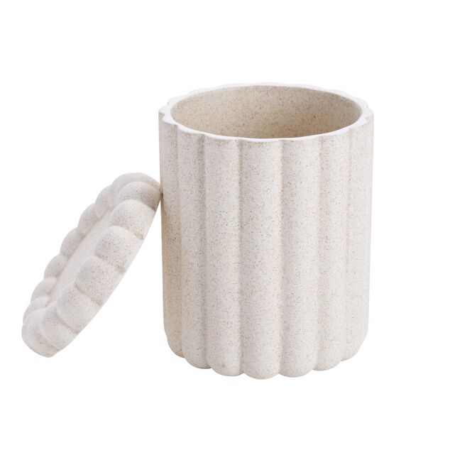 Pot de rangement en c&eacute;ramique forme cannel&eacute; &Oslash;11xH18cm (2 mod&egrave;les)