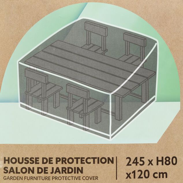 Housse de protection ensemble repas Oxford noir 245x120xH80cm