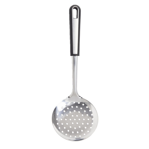 &Eacute;cumoire en inox avec manche en plastique noir L.35cm