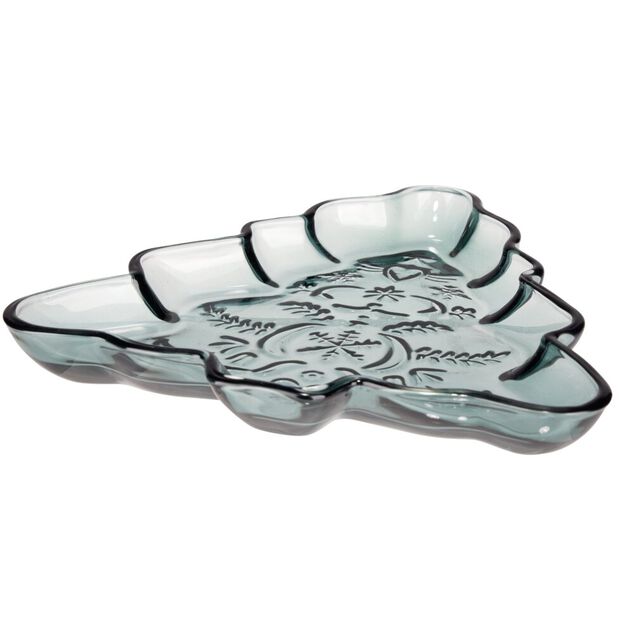 Coupelle en verre forme sapin de No&euml;l L22X21XH2,5 cm vert