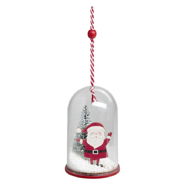 Cloche &agrave; suspendre d&eacute;co No&euml;l avec personnage en bois &Oslash;6xH10,5cm