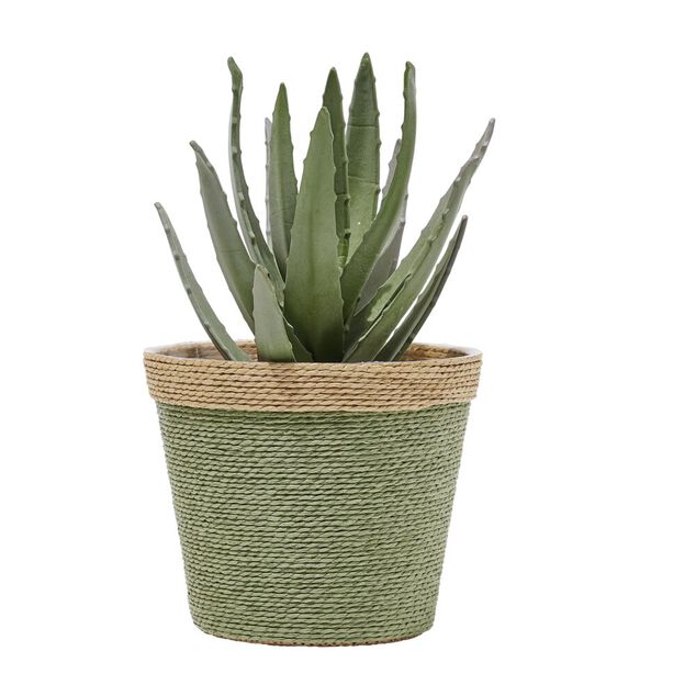 Cache pot en corde vert &Oslash;15,5xH13cm