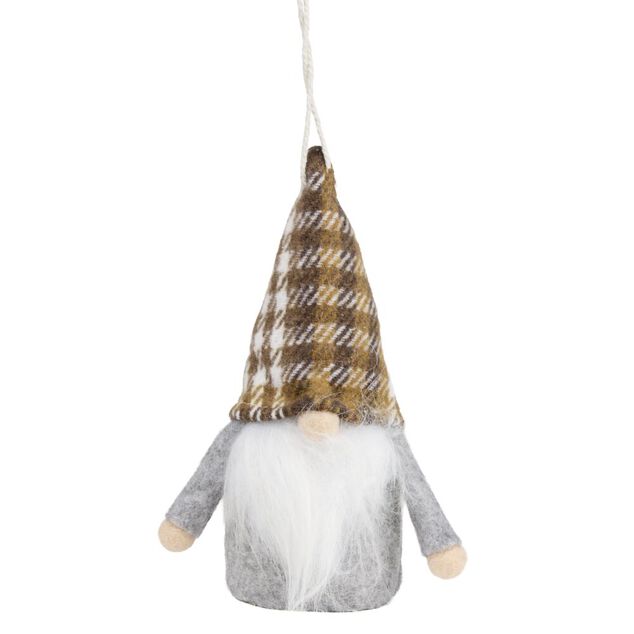 Gnome de No&euml;l tartan &agrave; suspendre H16 cm (2 mod&egrave;les)