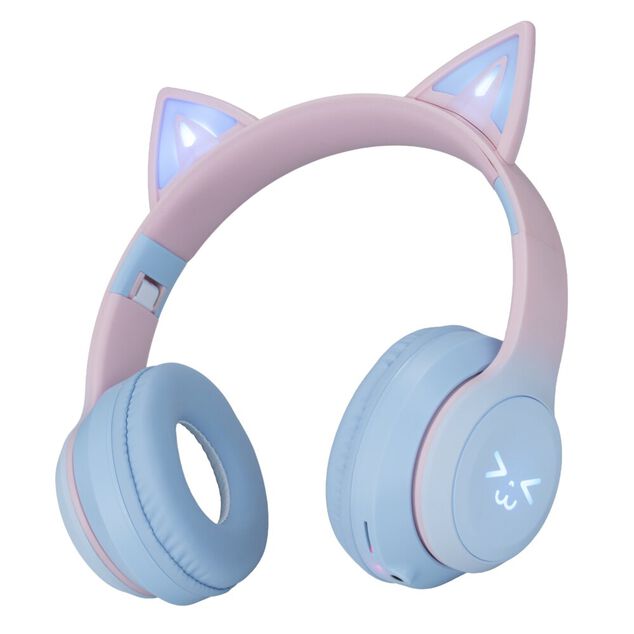 Casque audio enfant oreille chat LED RGB bluetooth USBC et micro (3 mod&egrave;les)