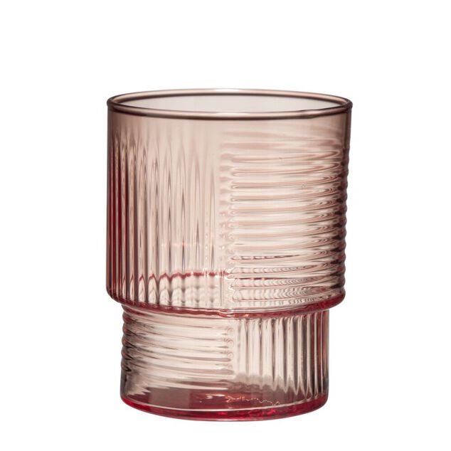 Verre bas 325 ml Helen verre stri&eacute; &Oslash;9XH7 cm (3 mod&egrave;les jaune marron ou beige)