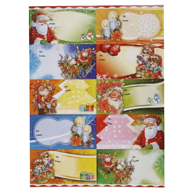&Eacute;tiquette paillet&eacute;e papier cadeau x10