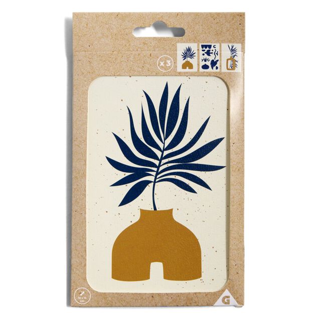 Lot de 3 affiches papier orange bleu et beige 10x15cm