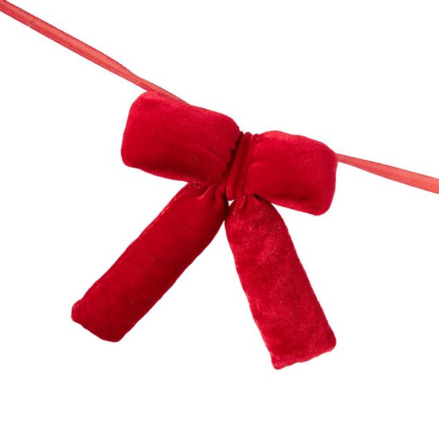 Guirlande de No&euml;l &agrave; noeuds velours rouge L170 cm