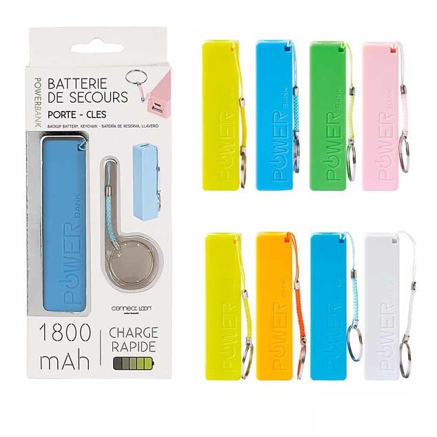 Batterie chargeur Powerbank avec attache porte-cl&eacute;s 1800mAh