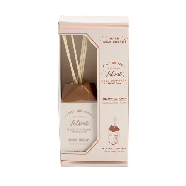 Diffuseur &agrave; b&acirc;tonnets 100ml c&eacute;ramique forme brique de lait 6,5x6,5xH16cm
