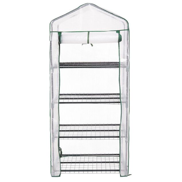 Serre 4 &eacute;tages transparent et vert 69x49xH158cm 0,33m&sup2;