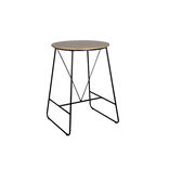 Table mange debout Oth&eacute; m&eacute;tal noir et bois naturel &Oslash;70xH100cm