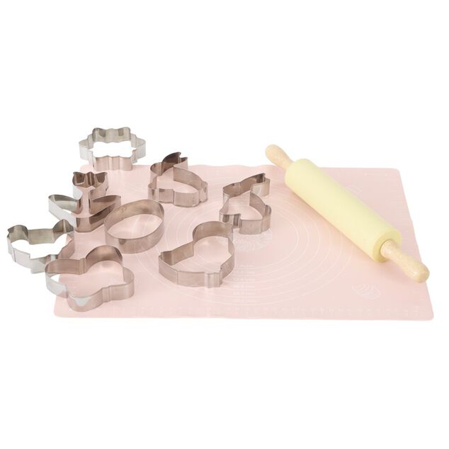 Kit p&acirc;tisserie de No&euml;l avec 12 emporte-pi&egrave;ces/1 tapis de cuisson silicone/1 rouleau &agrave; p&acirc;tisserie