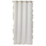 Voilage &agrave; oeillets 140x240cm contour &agrave; volant polyester beige
