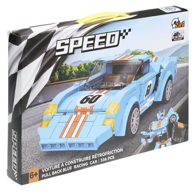 Jeu bloc de construction enfant gar&ccedil;on voiture robot 336 pi&egrave;ces plastique bleu