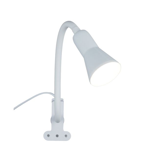 Lampe clip flexible plastique et m&eacute;tal blanc 34cm