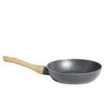 Poêle tous feux dont induction aluminium noir et poignée bois Ø20cm