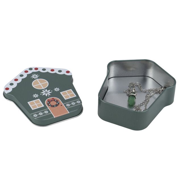 Bo&icirc;te cadeau m&eacute;tal forme maison motif No&euml;l 9xH11cm (3 mod&egrave;les)