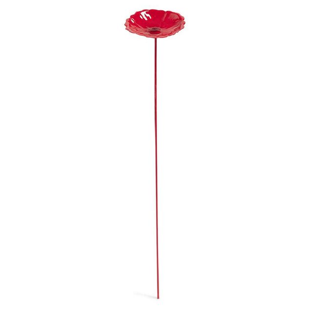 Fleur m&eacute;tal &agrave; planter coquelicot rouge H26cm