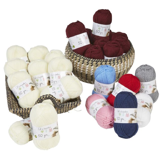 Pelote fil &agrave; tricoter acrylique 50g