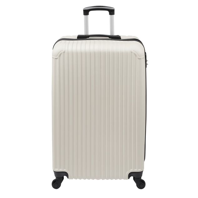 Valise rigide 80L trolley 4 roulettes plastique ABS beige 45x28xH70,5cm
