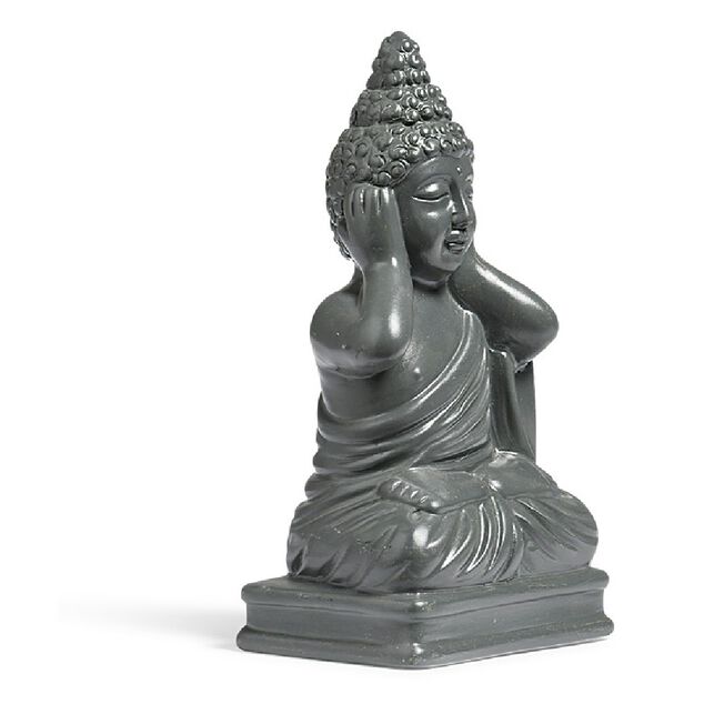 Statue Bouddha de la sagesse r&eacute;sine gris fonc&eacute;