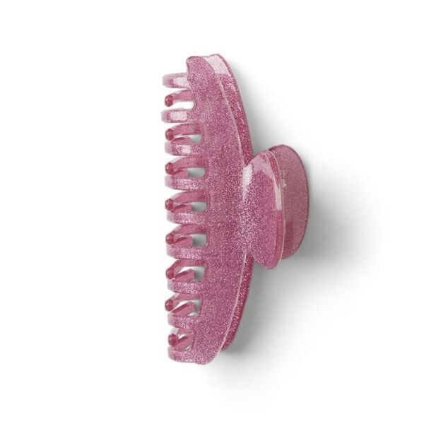Pince &agrave; cheveux &agrave; paillettes plastique rose 10cm