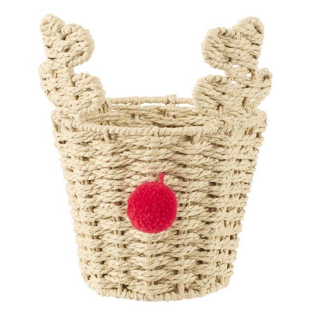 Pani&egrave;re tress&eacute;e forme renne de No&euml;l H29 cm naturel