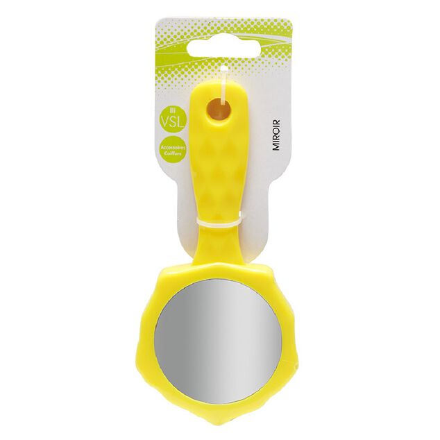Miroir de poche design fleur jaune H13,5cm