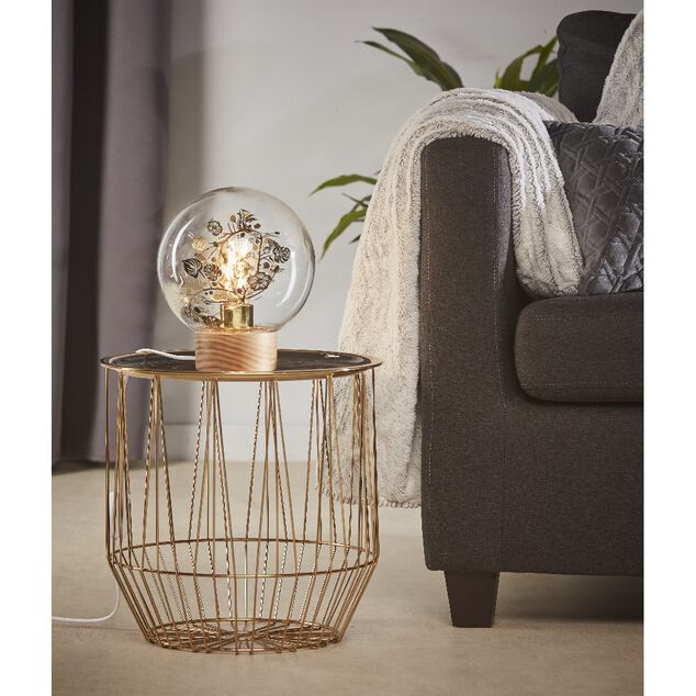 Lampe boule &agrave; poser int&eacute;rieur forme feuillage dor&eacute;