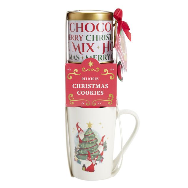 Coffret mug No&euml;l 330ml avec biscuits et bo&icirc;te m&eacute;tallique (3 mod&egrave;les)