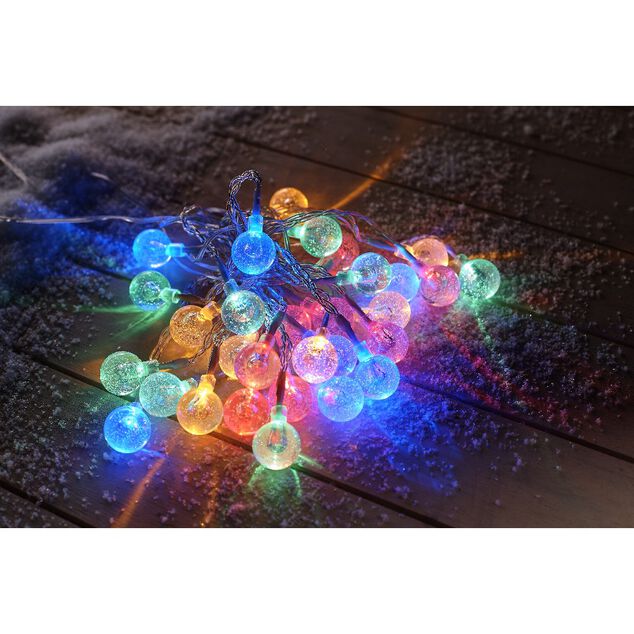 Guirlande Solaire 30 boules multicolore clignotant fixe 5,8 m