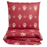 Parure de lit 1 personne 140x200cm Noël traditionnel rouge et blanc