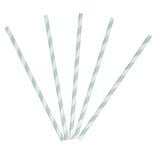 Paille en papier motif chevron blanc turquoise x20