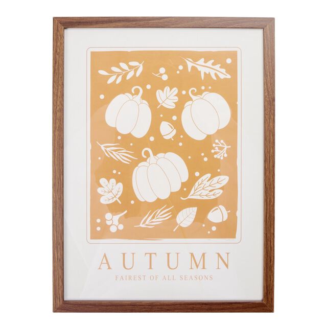 Tableau automne citrouilles cadre en bois 30x40cm (2 mod&egrave;les)