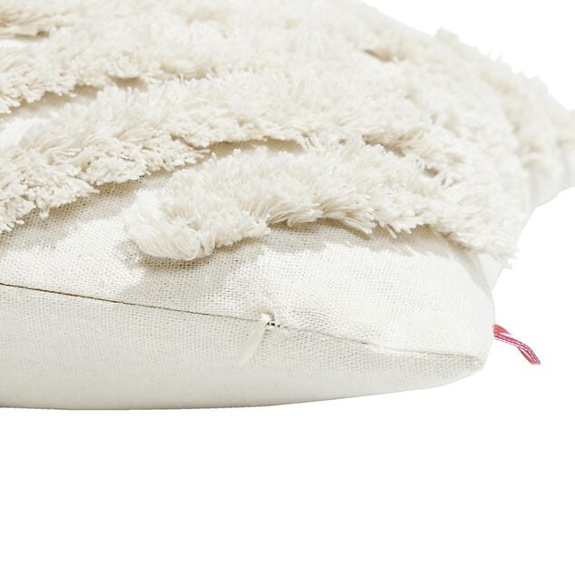 Housse de coussin carrée coton tufté beige 40x40cm