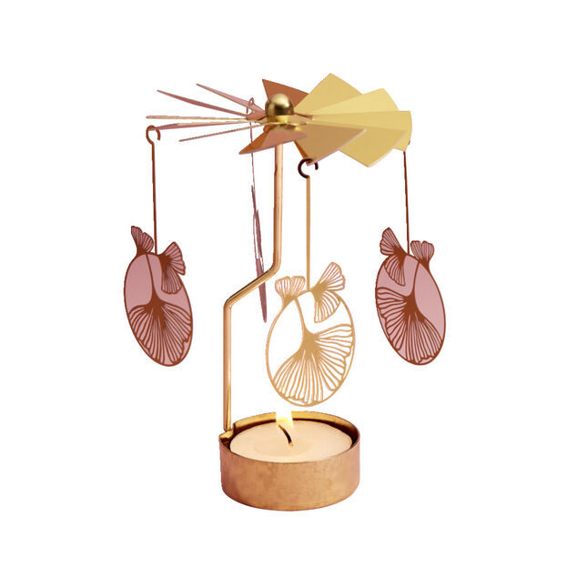 Bougeoir carrousel doré Ø8xH17cm